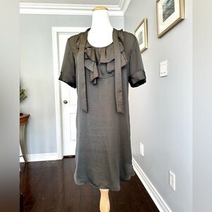 GAP Satin Gray Dress with Ruffle Details - Size S